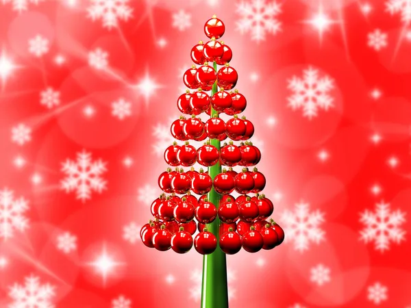 Christmas tree glossy red baubles 3d render — Stock Photo, Image