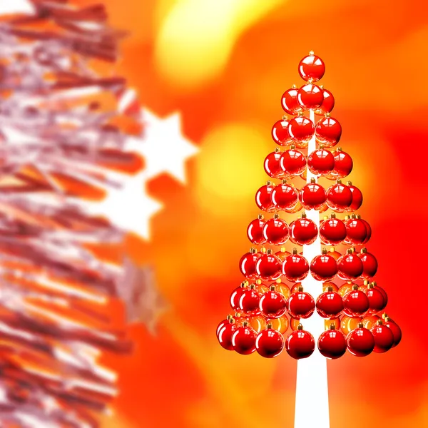 Christmas tree glossy red baubles 3d render — Stock Photo, Image