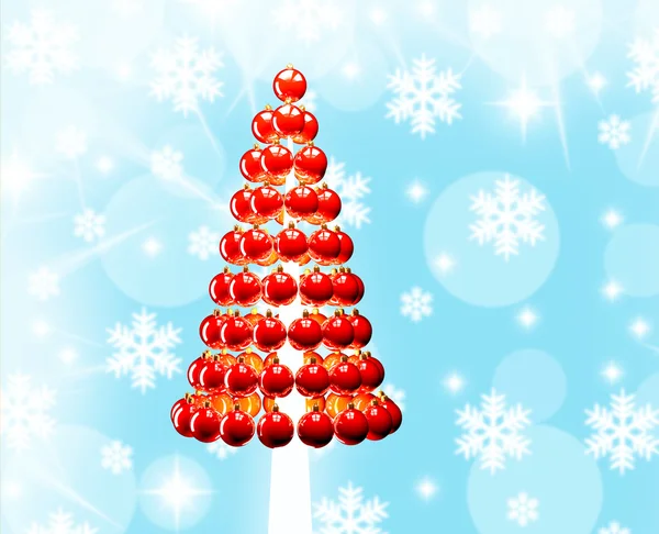 Γυαλιστερό κόκκινο στολίδια χριστουγεννιάτικο δέντρο 3d καθιστούν — Φωτογραφία Αρχείου