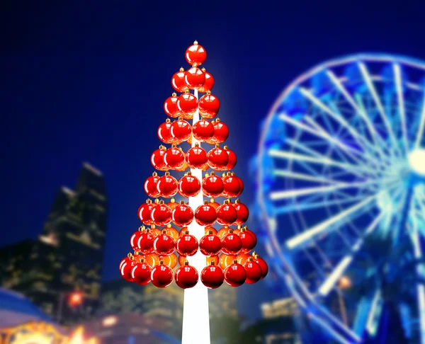 Рождественская елка глянцевые красные безделушки 3D рендеринг — стоковое фото