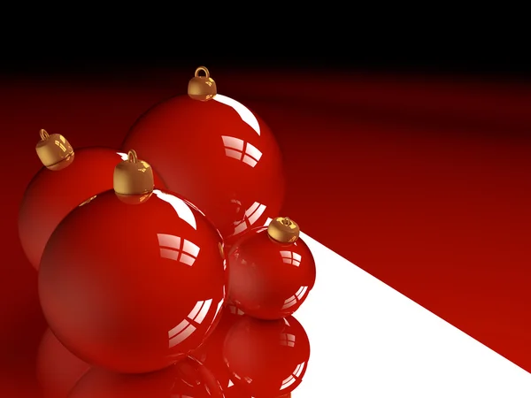 Weihnachten glänzende Christbaumkugeln rote Kugeln 3d rendern — Stockfoto