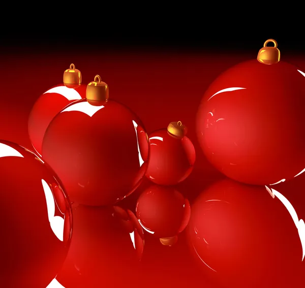 3d render Noel parlak baubles kırmızı topları — Stok fotoğraf