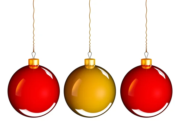 Palle di palline di Natale in rosso dorato — Foto Stock