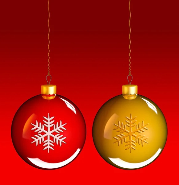 Рождественские шары в золотисто-красном — стоковое фото