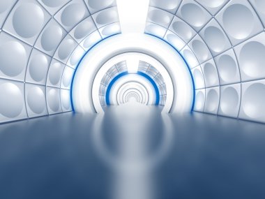 Uzay gemisi koridor gibi futuristik tünel