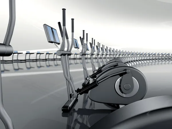 Futuristic modern gym with elliptical cross trainer — Stock Photo, Image