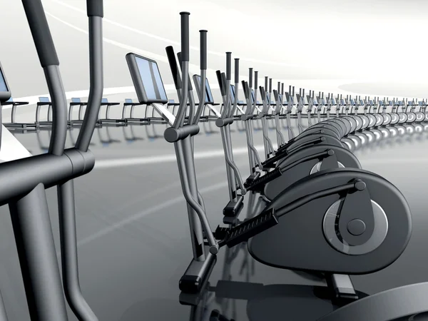 Futuristic modern gym with elliptical cross trainer — Stock Photo, Image