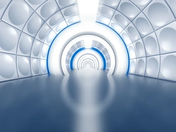 Túnel futurista como corredor de nave espacial — Stockfoto