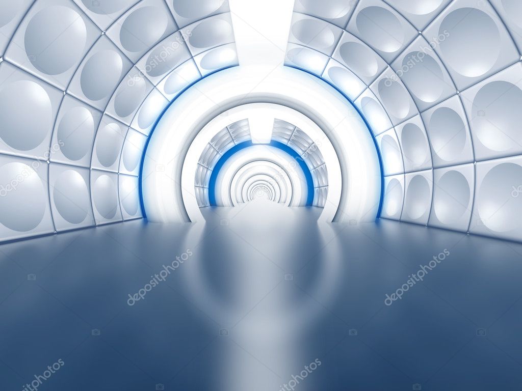 Futuristic tunnel like spaceship corridor