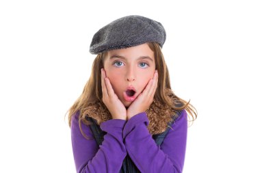 Çocuk çocuk kız yüz ifadesi sürpriz karşısında eller