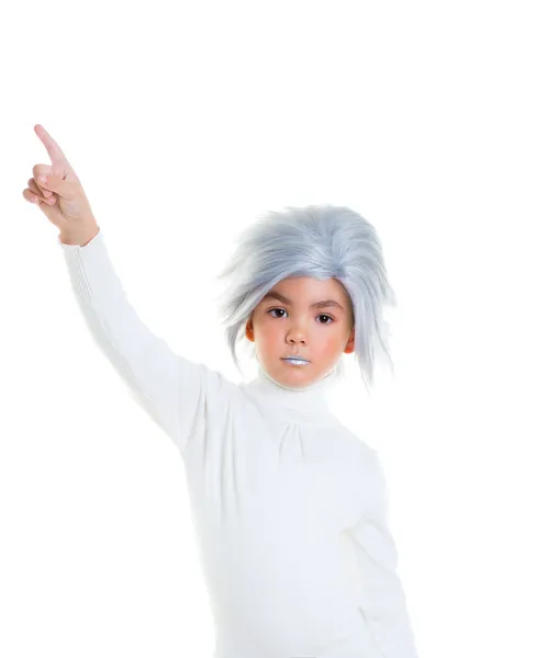 Asian futuristic kid girl with gray hair — Stock Photo, Image