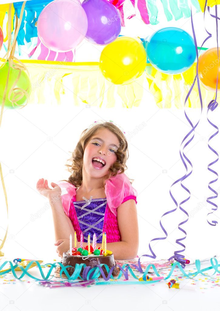 child kid crown princess in birthday party