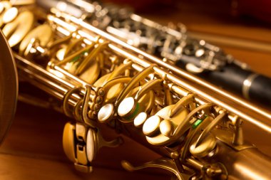 Klasik müzik saksafon tenor saksafon ve klarnet vintage