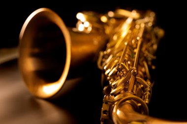 Tenor sax golden saxophone macro selective focus clipart