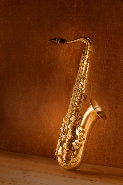 Sax golden tenor saxophone vintage retro — Stock Photo, Image