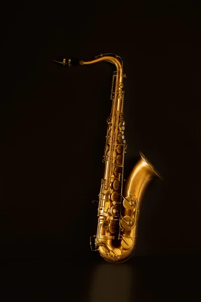 Sax golden tenor saxophone in black — Stock Photo, Image