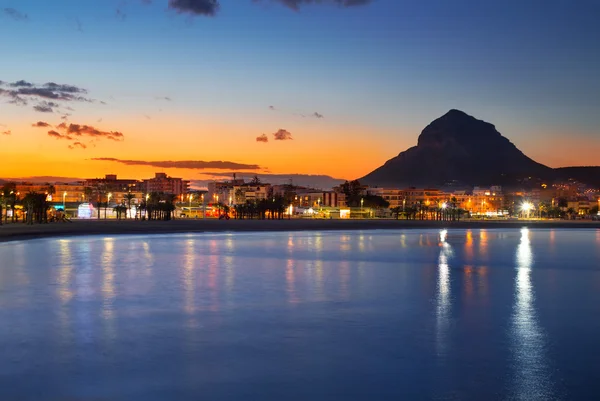 Alicante Javea tramonto spiaggia vista notturna — Foto Stock