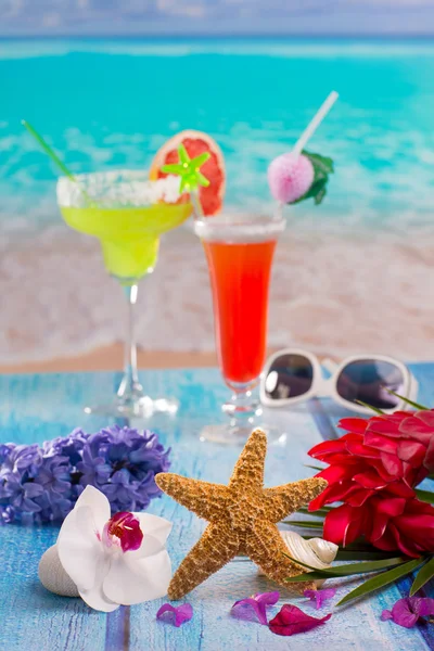 Cocktails margarita sex on the beach colorful tropical — Stock Photo, Image