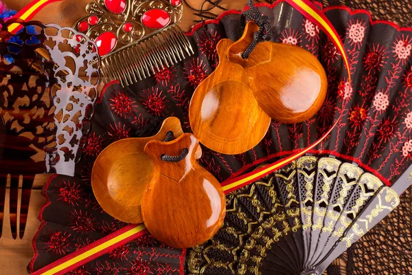 Espana ปกติจากสเปนกับ castanets flamenco องค์ประกอบ — ภาพถ่ายสต็อก