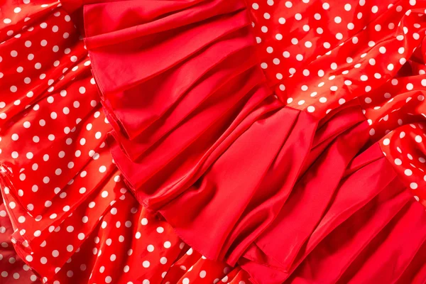 Flamenco dancer red dress with spots macro — Stock Photo, Image