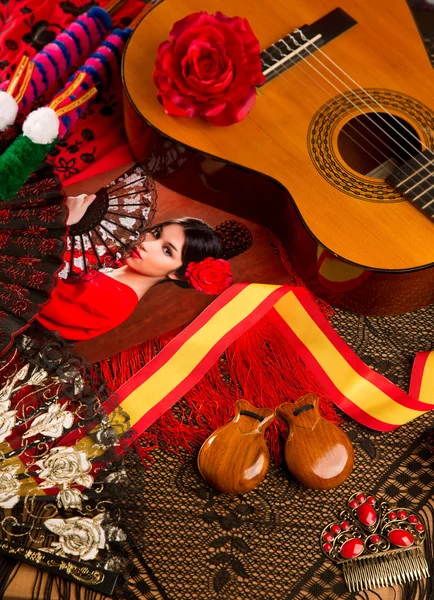 Flamenko elemanları ile cassic klasik gitar — Stok fotoğraf