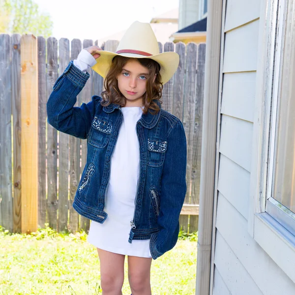 Little kid girl pretending to be a cowboy — Stock Photo, Image