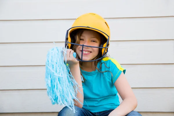 Baseball cheerleading pom poms flicka lyckligt leende — Stockfoto