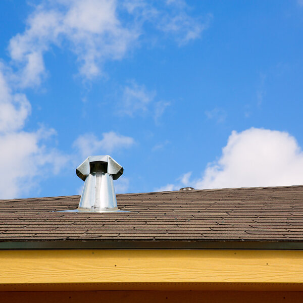 blue roof skylight window chimney