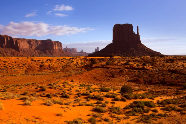 Památník západ rukavice butte v ranní utah — Stock fotografie