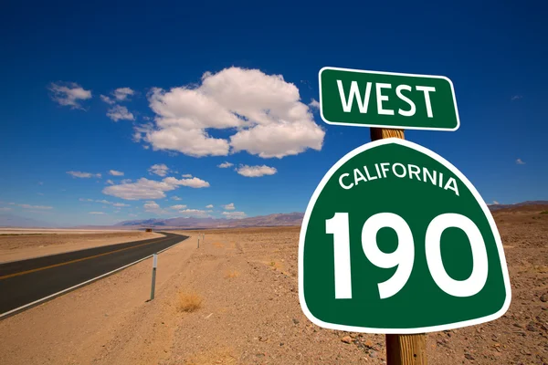 Desert Route 190 hwy Death Valley California road sign — Stock Photo, Image