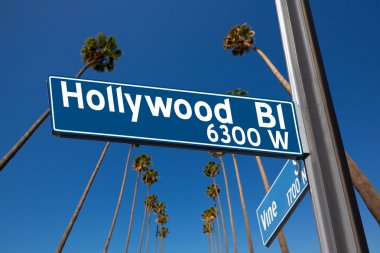 Hollywood Bulvarı palmiye ağaçları illüstrasyon işareti ile