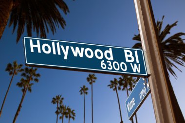 Hollywood Bulvarı palmiye ağaçları illüstrasyon işareti ile
