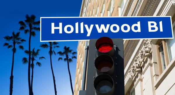 Hollywood Boulevard sign illustration on palm trees — Stock Photo, Image