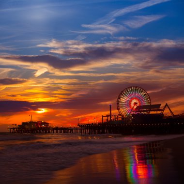 Santa monica pier ferrys tekerlek california sunset