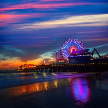 Santa monica pier ferrys tekerlek california sunset