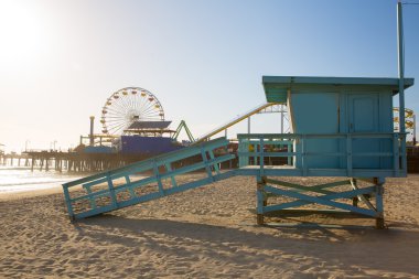 California'daki Santa monica beach cankurtaran Kulesi