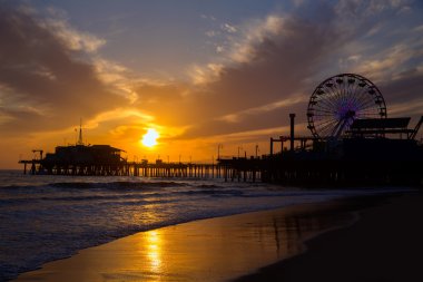 Santa monica pier ferrys tekerlek california sunset