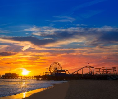 Santa monica pier ferrys tekerlek california sunset