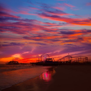 Santa monica pier ferrys tekerlek california sunset