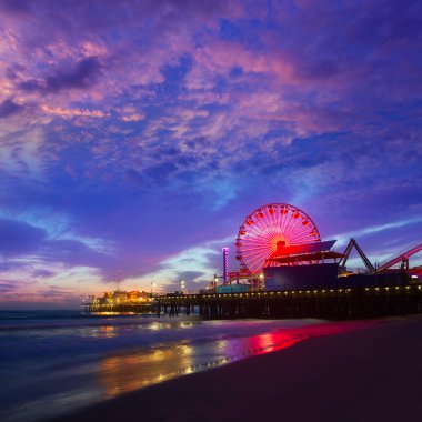 Santa monica pier ferrys tekerlek california sunset