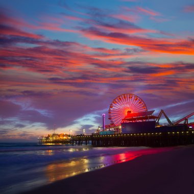 Santa monica pier ferrys tekerlek california sunset