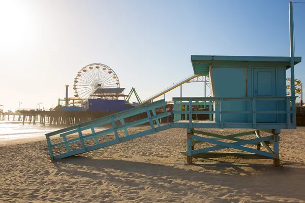 Santa monica beach plavčík věž v Kalifornii — Stock fotografie