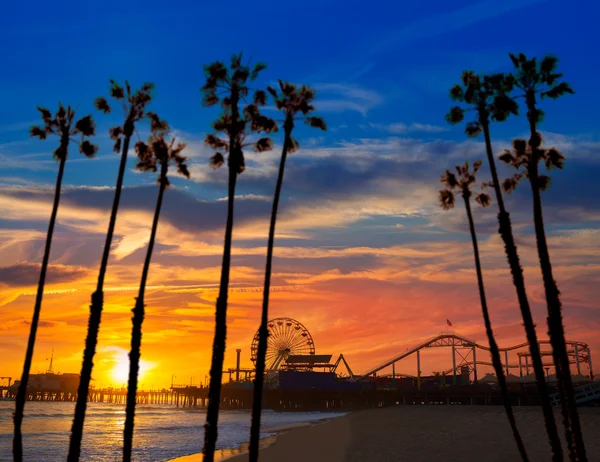 Santa Monica, Kalifornia sunset Pier Ferrys kerék — Stock Fotó