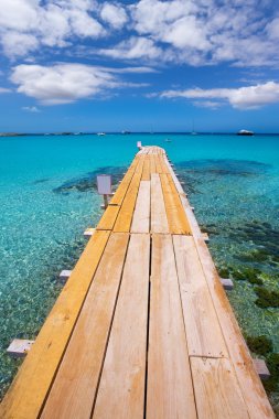Formentera ses illetes beach pier Illetas ve Ibiza