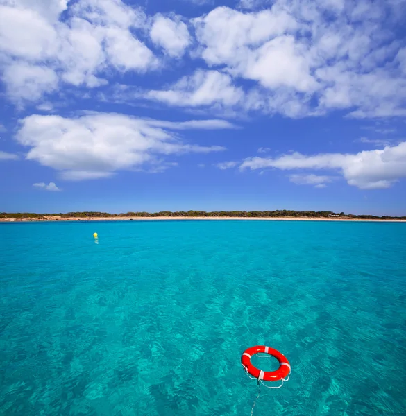 Formentera Orense illetas met ronde boei — Stockfoto