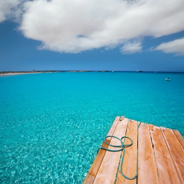 Formentera ses illetes beach pier illetas och ibiza — Stockfoto
