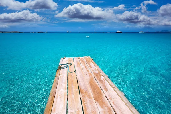 Formentera ses illetes beach pier illetas och ibiza — Stockfoto