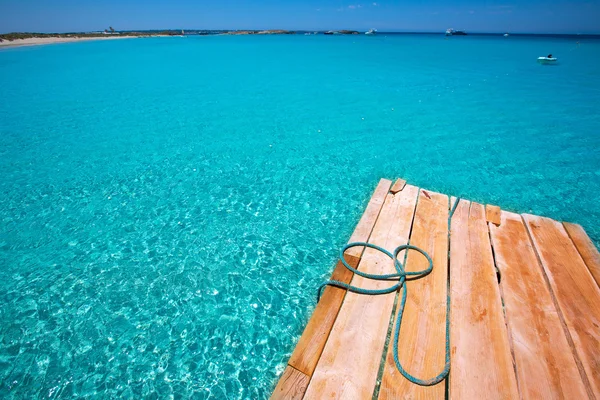 Formentera ses illetes beach pier Illetas ve Ibiza — Stok fotoğraf