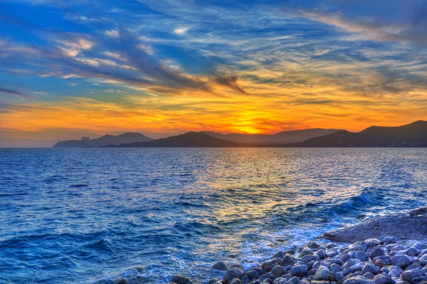 Ibiza Cap des Falco beach sunset Es Vedra a San Jose — Foto Stock