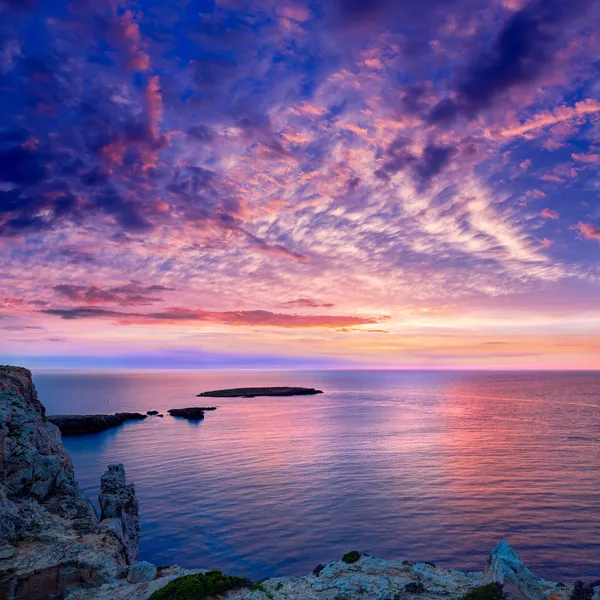 Atardecer de Menorca en Cap de Caballeria Cape en Baleares — Foto de Stock